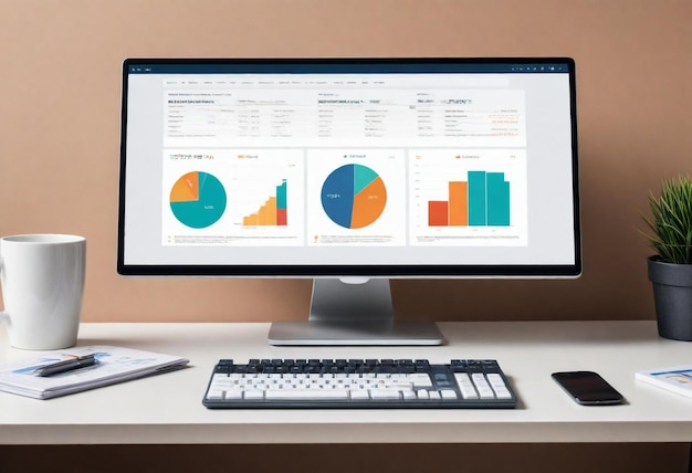 a computer monitor with a graph on the screen and a graph on the screen