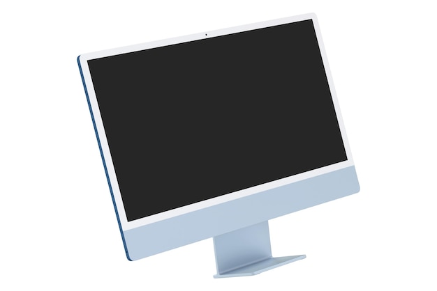 Photo a computer monitor with a white background and a black screen.