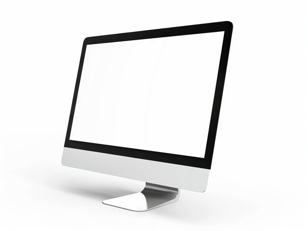 A computer monitor with a white screen