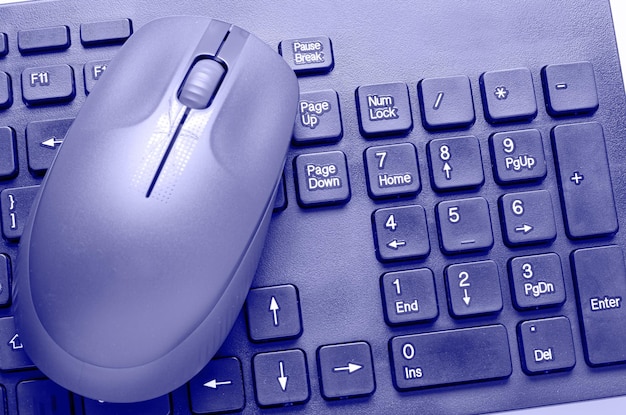 The computer mouse and keyboard are purple. The trending color of 2022.