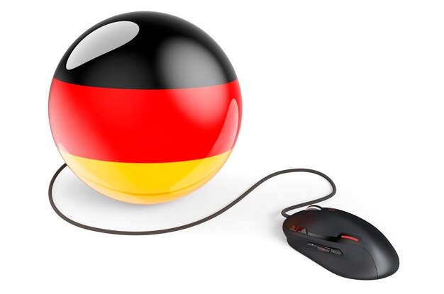 Computer mouse with German flag Internet network in Germany concept 3D rendering