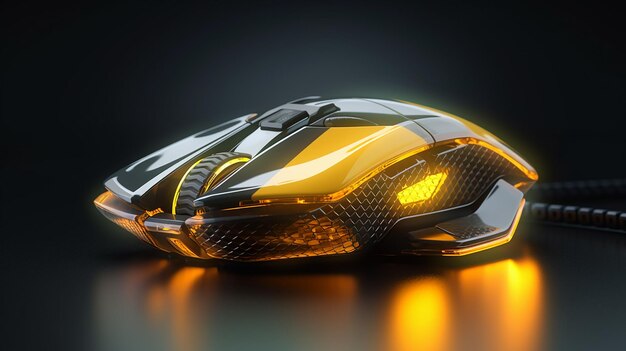 a computer mouse with a glowing light on it