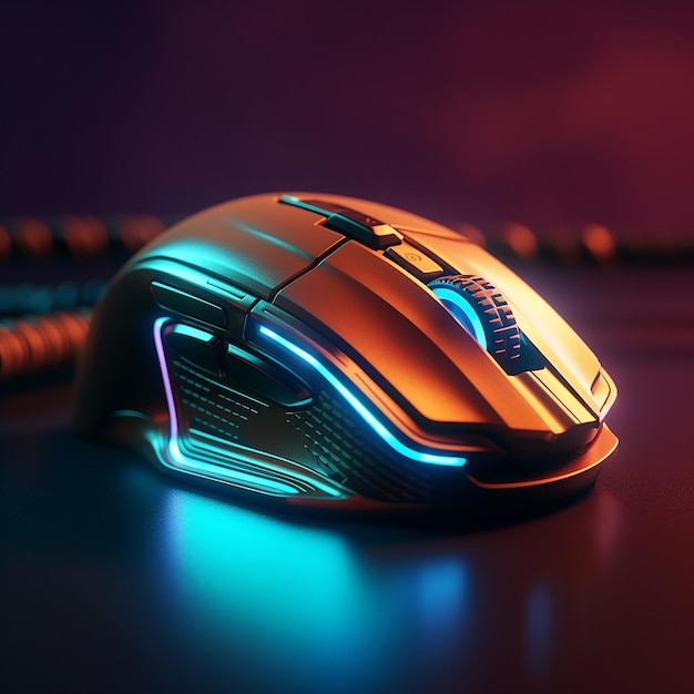 a computer mouse with a glowing light on it