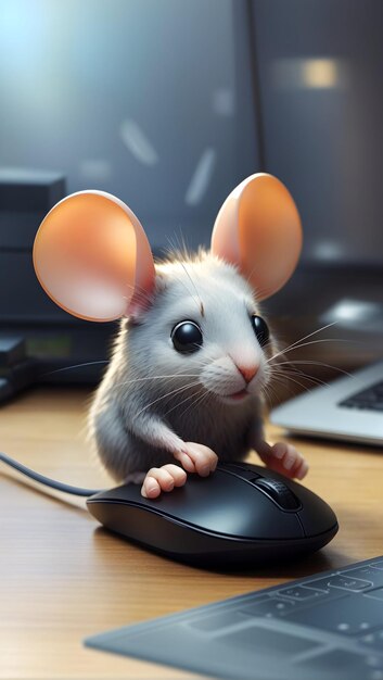 Photo a computer mouse with wire kept on a mouse pad