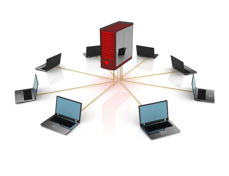 Photo computer network concept . 3d rendered illustration