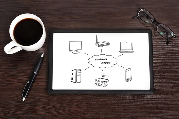 Foto schema della rete di computer