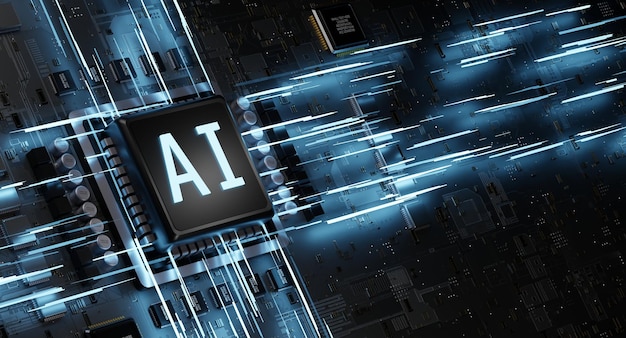 Computer processing unit  CPU with labeled AI