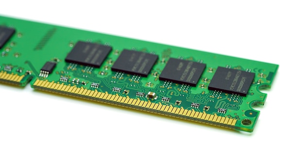 computer RAM systeem hoofdgeheugen random access memory boordcomputer detail close-up