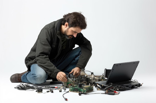 computer repair man service concept