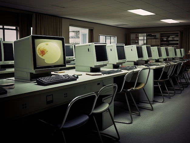 a computer room with a computer and a computer monitor on the desk.