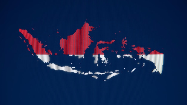 インドネシアの旗を持つコンピューター画面のホログラム