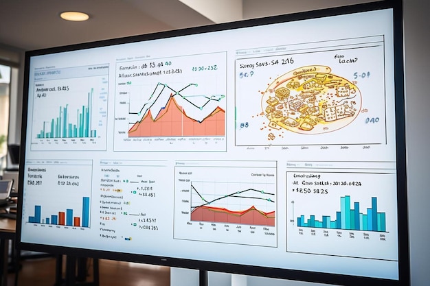 Photo a computer screen shows a graph with the word 