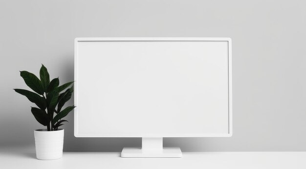 Photo computer screen that can be blank on a white desk