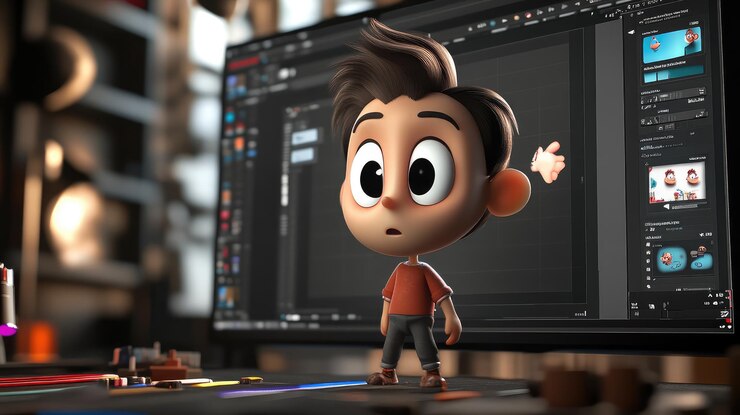Photo a computer screen with a cartoon character on it