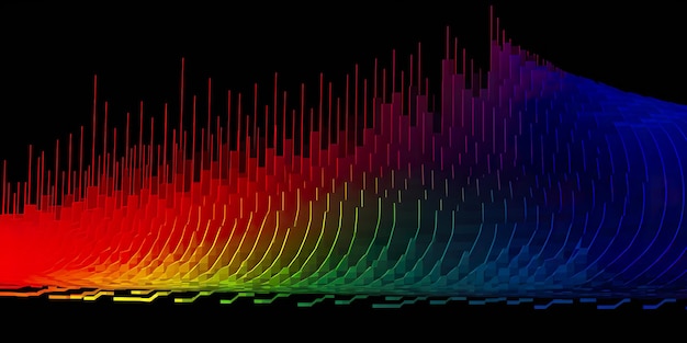 色とりどりの波図が描かれたコンピュータ画面生成AI画像