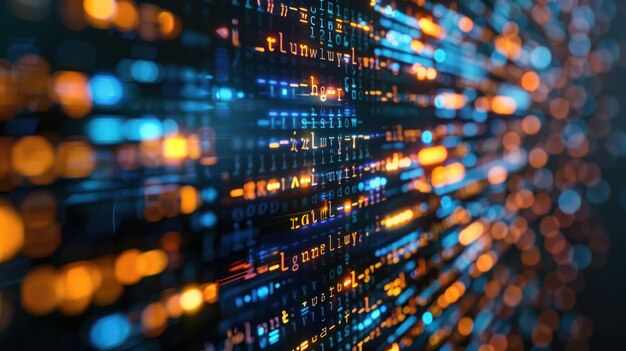 a computer screen with a lot of code on it the code is in different colors and is very complex concept of technology and the complexity of computer programming
