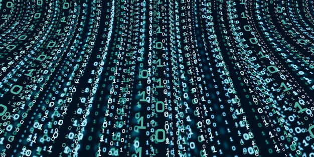 Premium Photo | Binary code curves of binary code computer system ...
