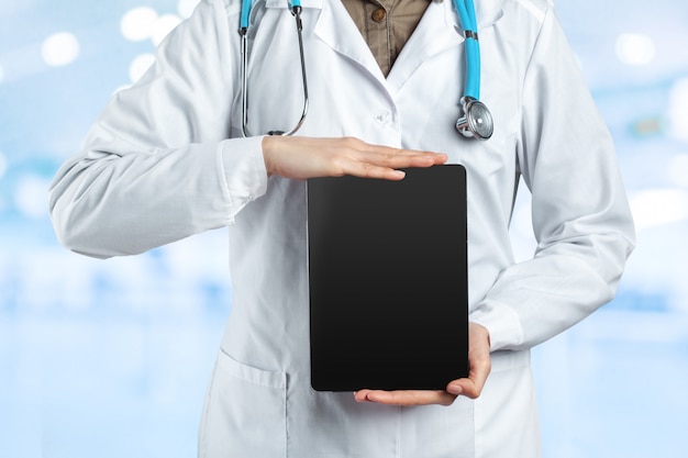 Computer tablet in the hands of doctor