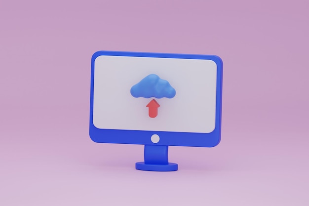 Computer and upload 3d icon