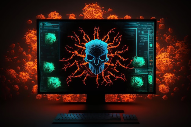 Computer Virus Background Malware Ransomware Spam Phishing Hacked or Attact Computer Generative Ai