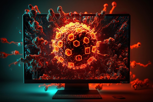 Computer Virus Background Malware Ransomware Spam Phishing Hacked or Attact Computer Generative Ai