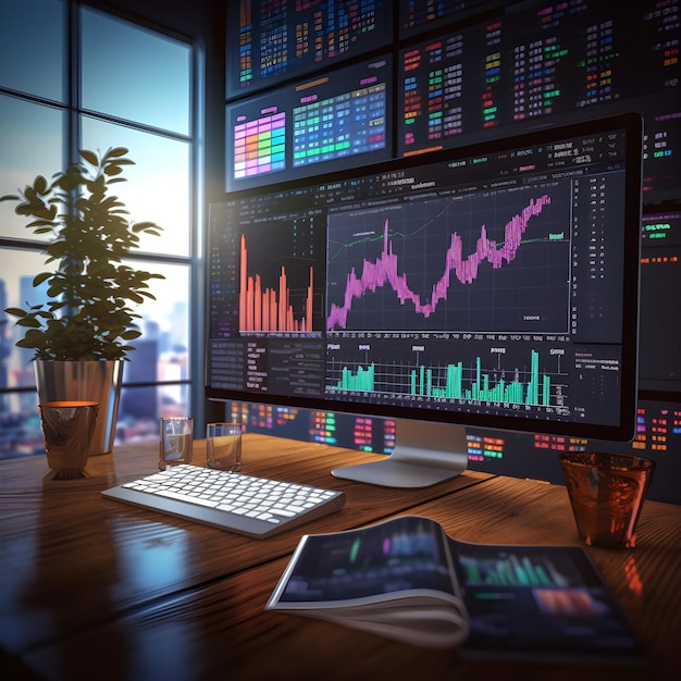 A computer with Forex Trading charts on