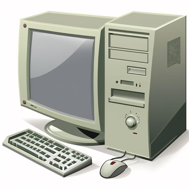 A computer with a mouse and a monitor on it