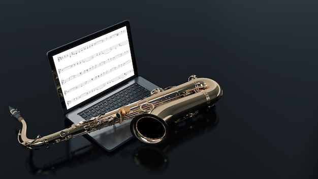 computer with saxophone