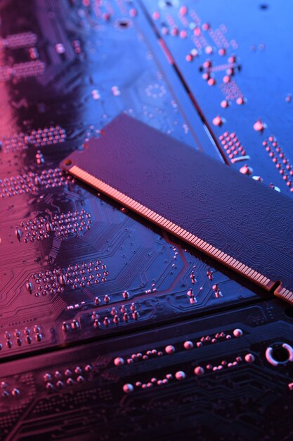Computergeheugen RAM op circuit moederbord