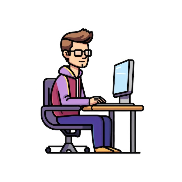 Computerprogrammeur geïsoleerd cartoon personage