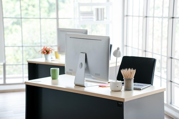 Computers on desk in office