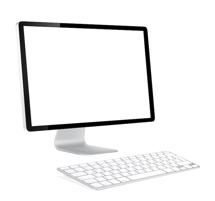Foto computerscherm en toetsenbord