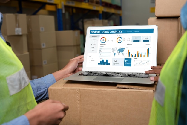Computersoftware voor het analyseren van websiteverkeer gegevens op het computerscherm comfortabel