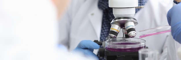 Photo concentrated biochemist in lab