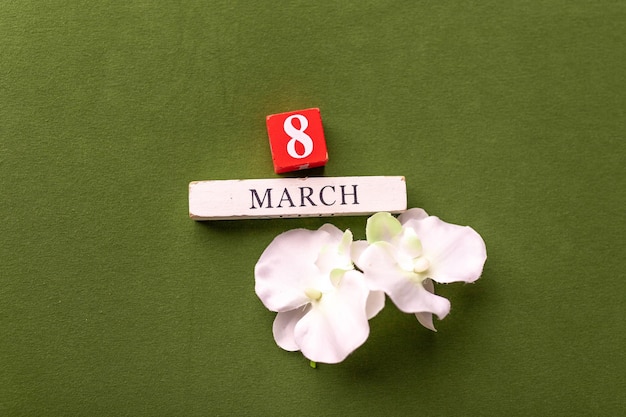 Concept of 8 March holiday Happy Women's Day International Women's Day Calendar date of 8 march