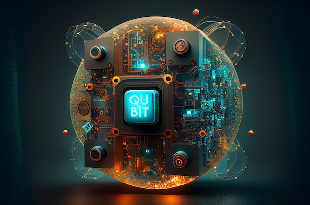 Concept of an abstract quantum computer 3d illustration Generating Ai