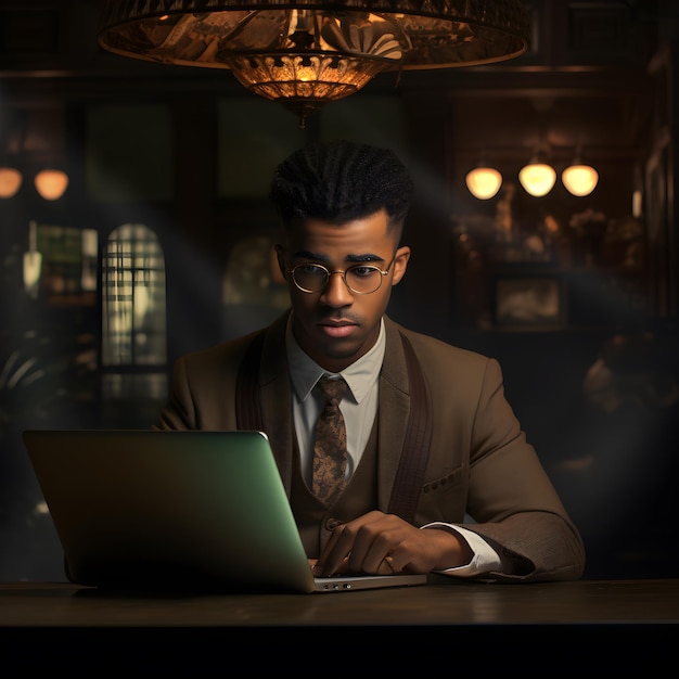 concept Ai Business Working Black Man