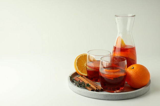 Concept of alcohol drink with Sangria space for text