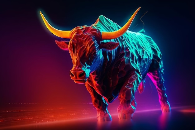 A concept of an angry bull representing bullish trends in stock markets Generative AI