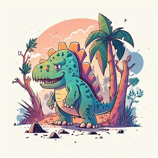 Foto concept art del cartone animato dinosauro linea dura nuovo disegno di stile