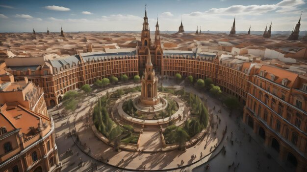 Concept art of city square