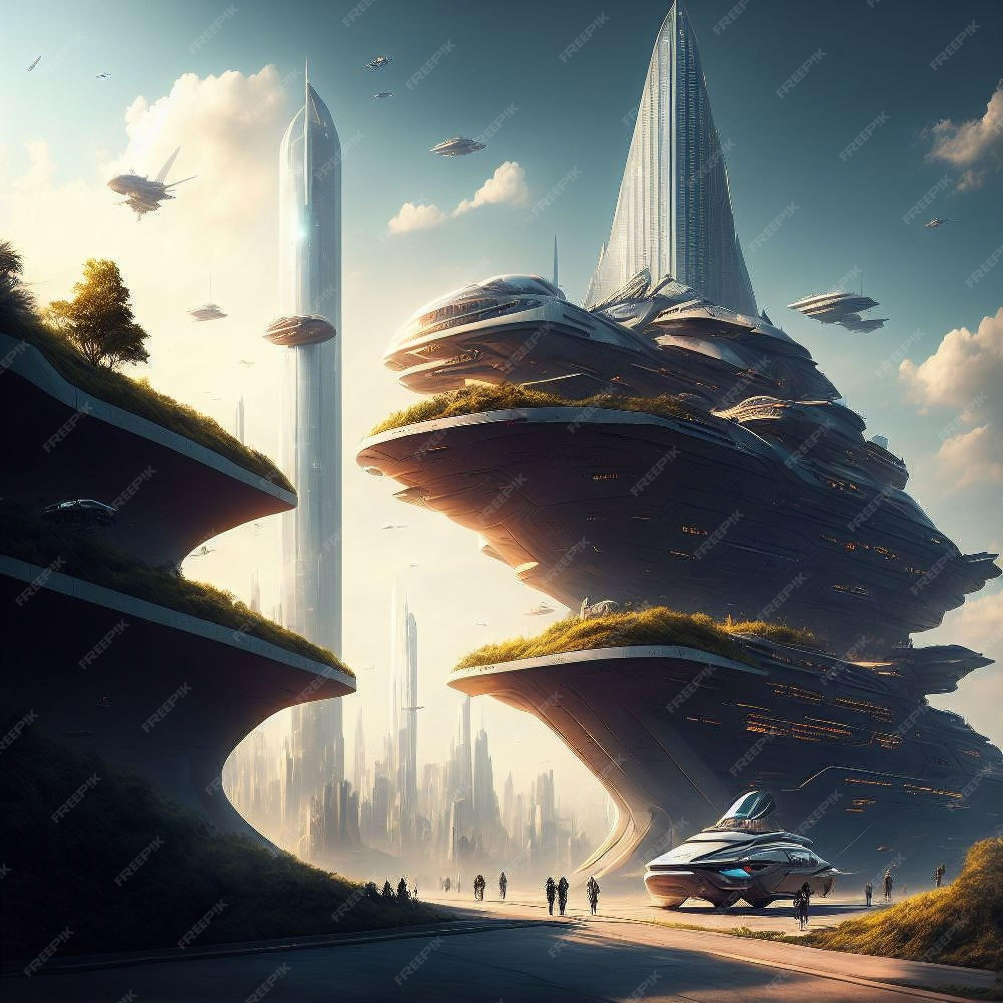 Cyberpunk city, futuristic, spaceships, towers, artwork, Sci-fi, HD  wallpaper