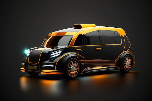 Concept art of a futuristic luxury taxi of the future on autopilot