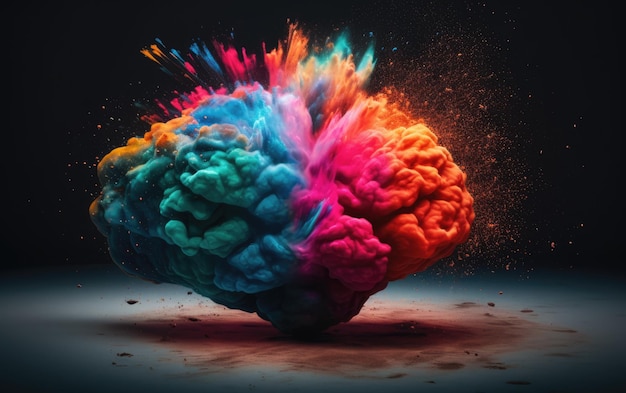 Concept art of a human brain creativity explored with knowledge