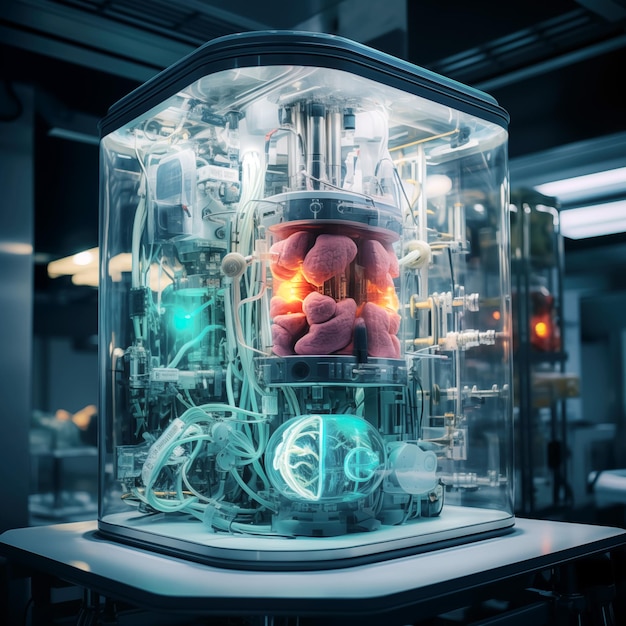 Photo concept art of a manufacturing replicator indoors