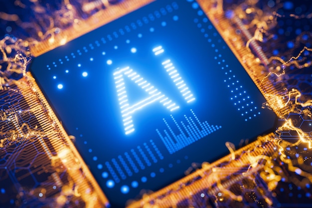 Concept of artificial intelligence Artificial intelligence makes the task easier AI Artificial intelligence drives a car Artificial intelligence in medicine programming 3D rendering