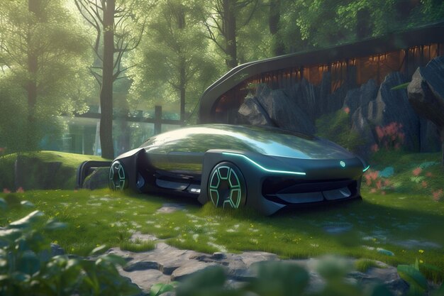 Concept auto voertuig auto rijden vervoer vervoer elektrisch futuristisch toekomst Generatieve AI