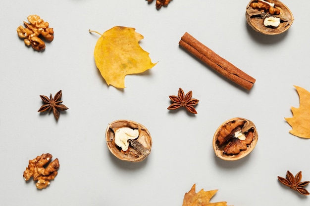 Concept of Autumn Autumn composition accessories top view