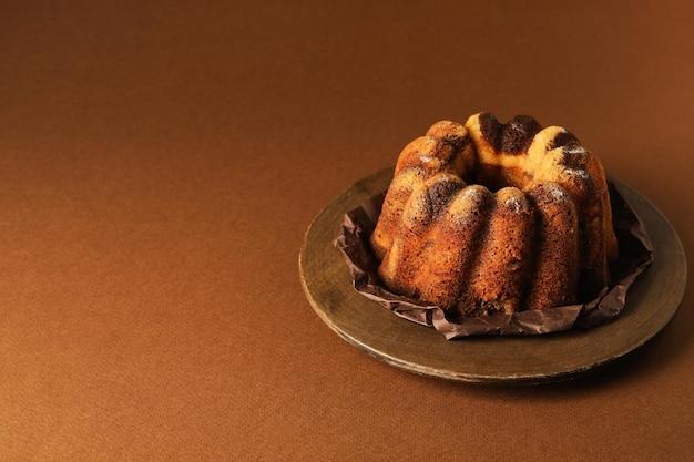 秋の雰囲気食品のコンセプト パンプキン ケーキ テキストのスペース