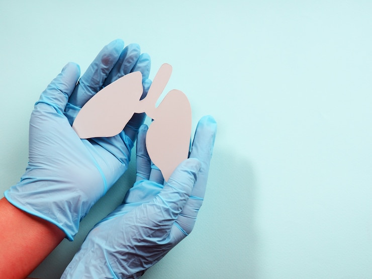 Photo the concept of awareness about lung cancer, diseases of the respiratory system.